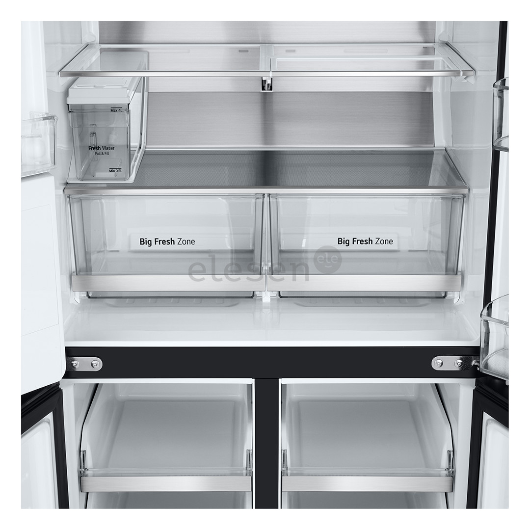 LG, NoFrost, Instaview, 508 л, высота 179 см, черный - SBS-холодильник