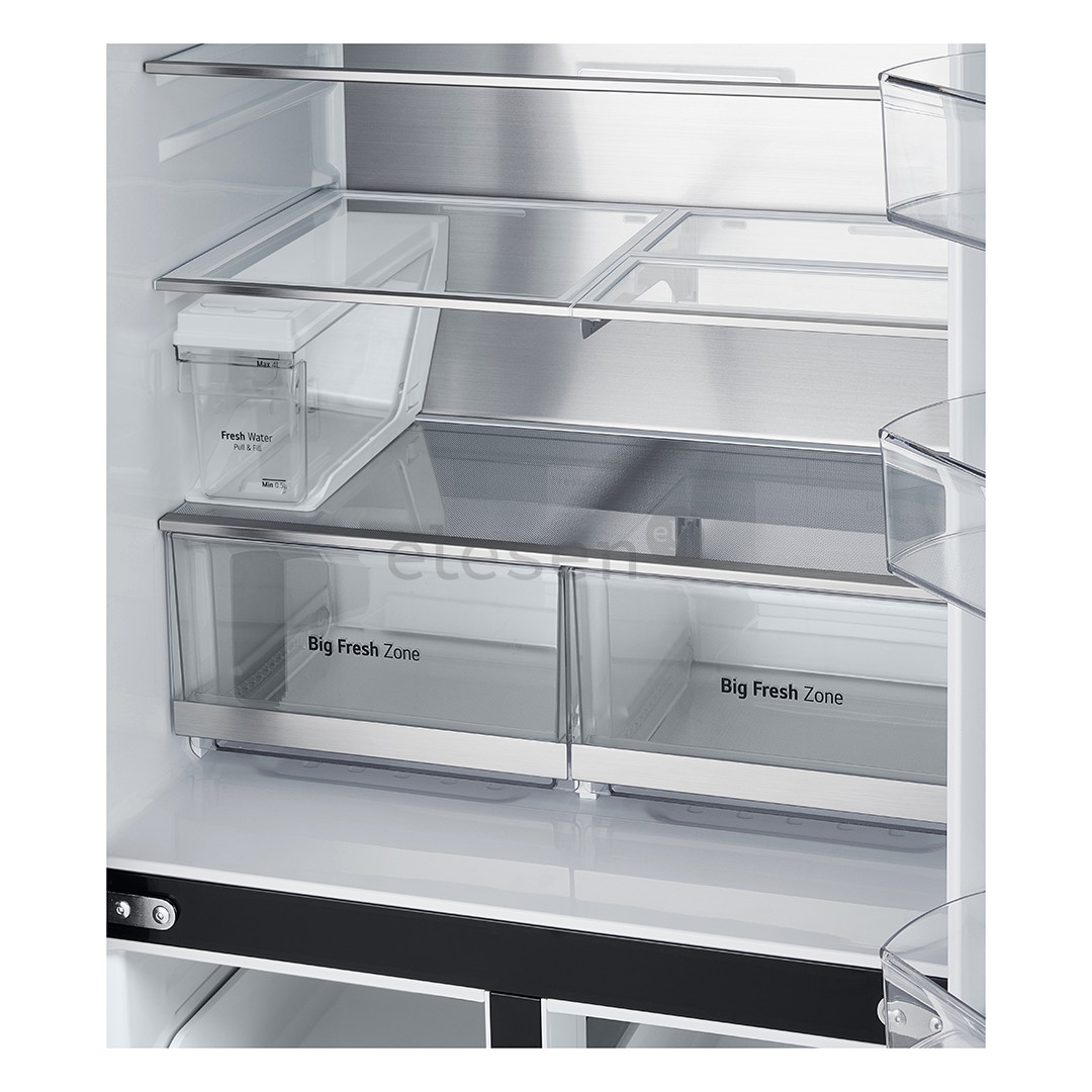 LG, NoFrost, Instaview, 508 л, высота 179 см, черный - SBS-холодильник