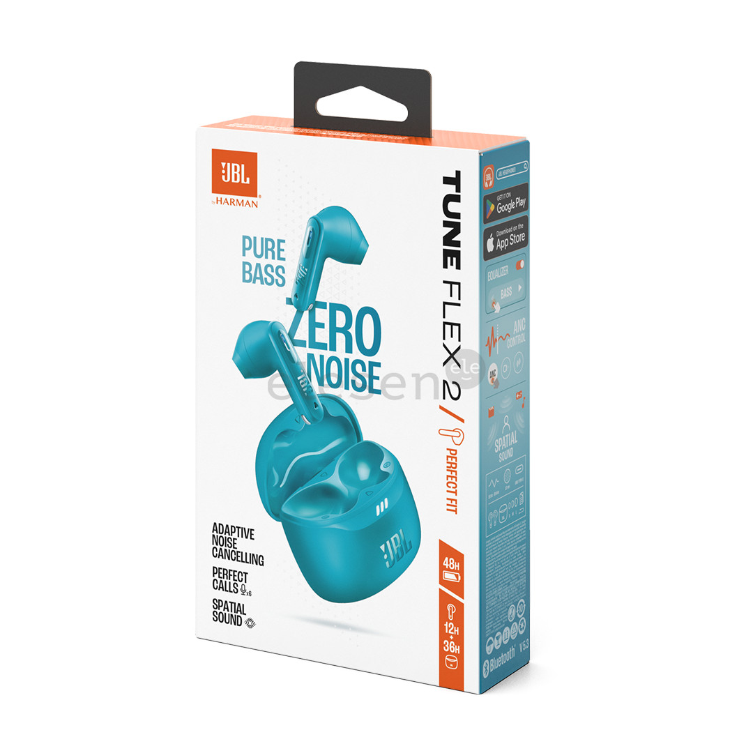 JBL Tune Flex 2, turkio spalvos - Belaidės ausinės