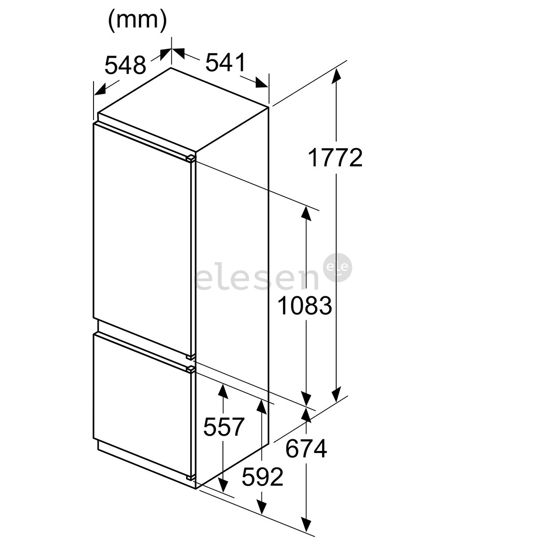 Bosch, Series 2, 270 L, aukštis 178 cm - Įmontuojamas šaldytuvas