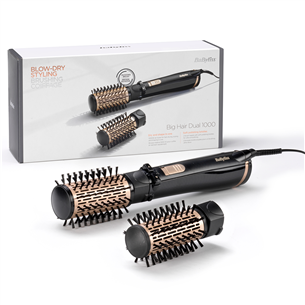 BaByliss Big Hair Dual 1000, 1000 W, juodos/aukso spalvos - Plaukų formavimo šukos