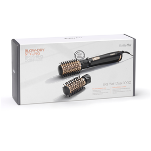 BaByliss Big Hair Dual 1000, 1000 W, juodos/aukso spalvos - Plaukų formavimo šukos