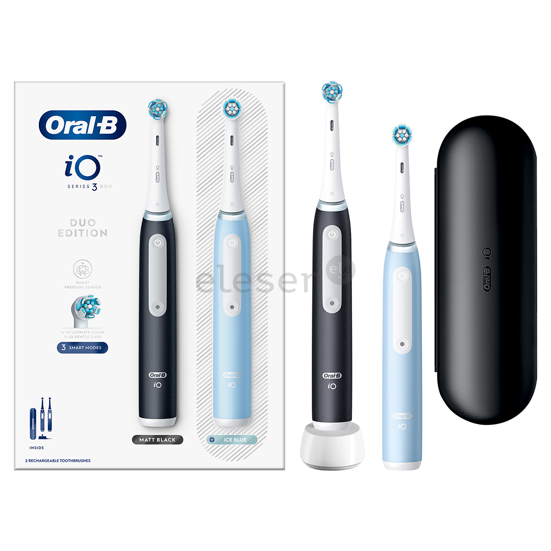Braun Oral-B iOG3d.2i6.2K Oral-B iO3, Duo Pack Edition, juodas/mėlynas – Elektrinių dantų šepetėlių rinkinys
