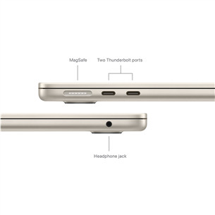 Apple MacBook Air 13'' (2024), M3 8C/8C, 16 GB, 256 GB, SWE, starlight - Nešiojamas kompiuteris