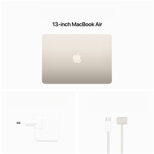 Apple MacBook Air 13'' (2024), M3 8C/8C, 16 GB, 256 GB, SWE, starlight - Nešiojamas kompiuteris