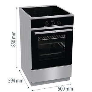 Gorenje, 70 L, plotis 50 cm, inox - Indukcinė viryklė su elektrine orkaite