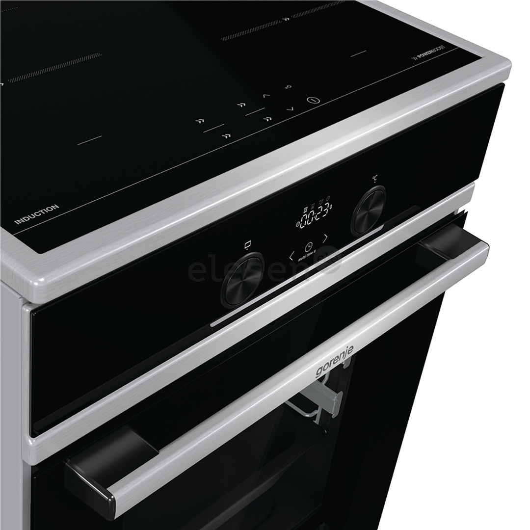 Gorenje, 70 л, ширина 50 см, нерж. сталь - Индукционная плита с электрической духовкой
