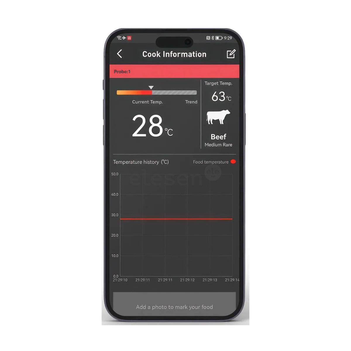 HerQs EasyBBQ, light gray - Smart cooking thermometer