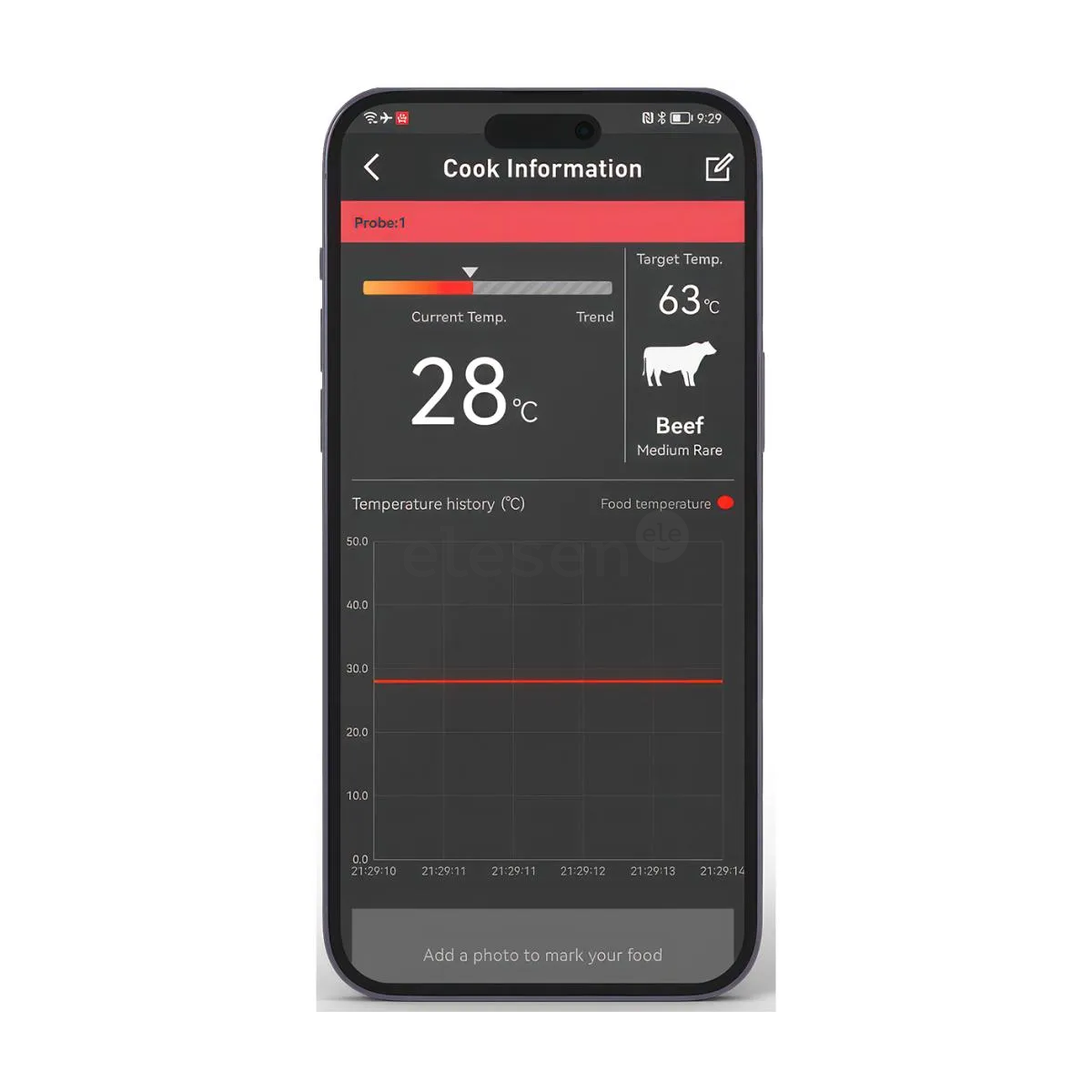 HerQs EasyBBQ, light gray - Smart cooking thermometer