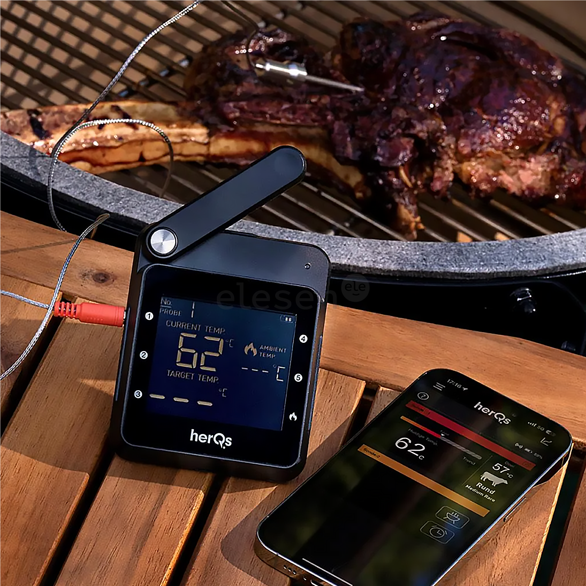 HerQs Professional, black - Smart cooking thermometer
