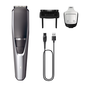 Philips Beardtrimer series 3000, juoda/sidabrinė - Barzdos kirpimo mašinėlė PR000130187
