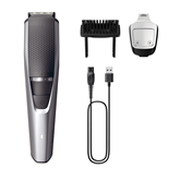 Philips Beardtrimer series 3000, juoda/sidabrinė - Barzdos kirpimo mašinėlė