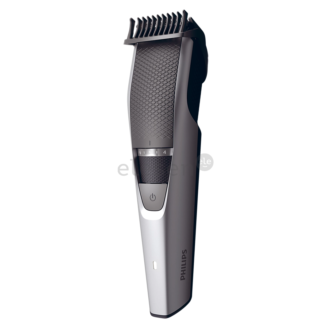 Philips Beardtrimer series 3000, juoda/sidabrinė - Barzdos kirpimo mašinėlė