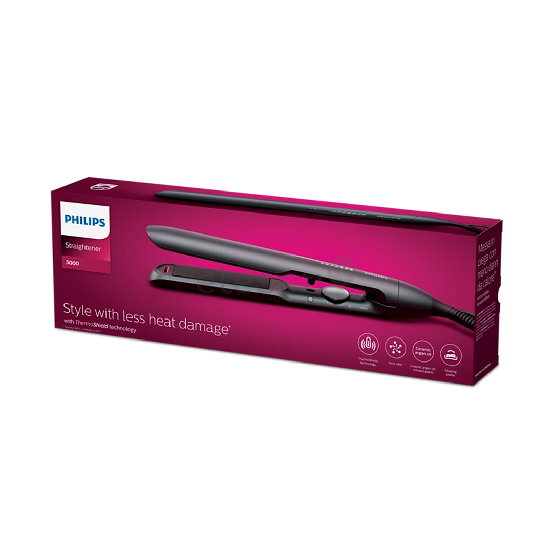 Philips 5000 serija, 120–230 °C, juodos – Plaukų tiesinimo žnyplės