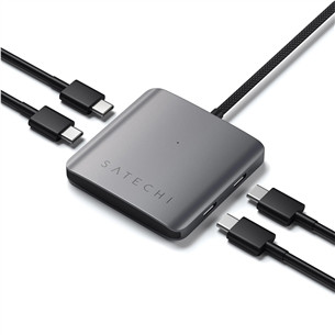 Satechi 4-Port USB-C Hub, Power Delivery, pilkas - USB šakotuvas