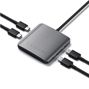 Satechi 4-Port USB-C Hub, Power Delivery, pilkas - USB šakotuvas