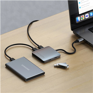 Satechi 4-Port USB-C Hub, Power Delivery, pilkas - USB šakotuvas