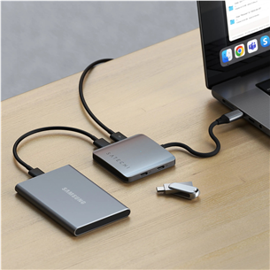 Satechi 4-Port USB-C Hub, Power Delivery, pilkas - USB šakotuvas