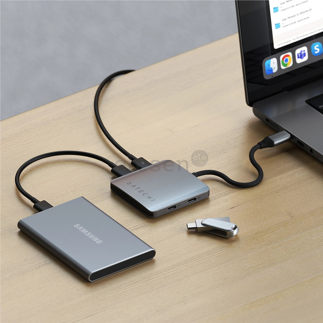 Satechi 4-Port USB-C Hub, Power Delivery, pilkas - USB šakotuvas