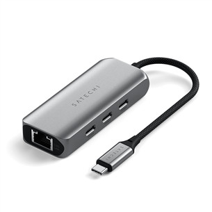 Satechi 4-in-1 USB-C Hub, LAN, pilkas - USB šakotuvas ST-H3C25EM