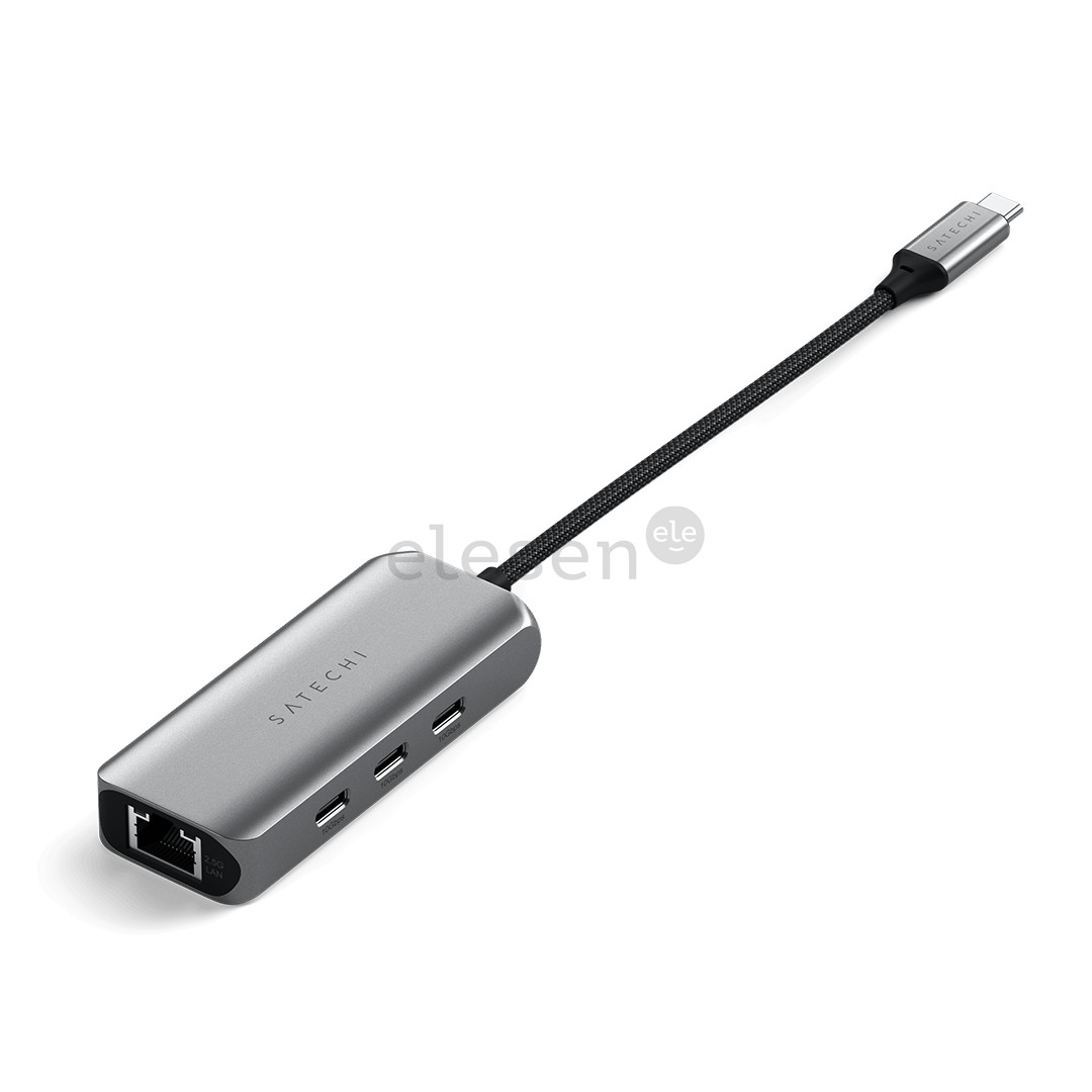 Satechi 4-in-1 USB-C Hub, LAN, pilkas - USB šakotuvas