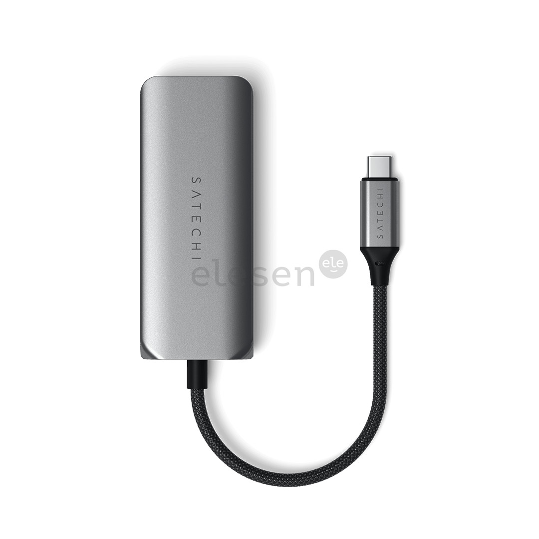 Satechi 4-in-1 USB-C Hub, LAN, pilkas - USB šakotuvas