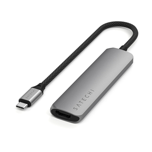 Satechi 4-in-1 USB-C Slim Multiport Adapter 4K, pilkas - USB šakotuvas ST-P4SM
