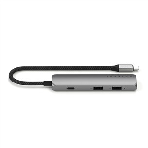 Satechi 4-in-1 USB-C Slim Multiport Adapter 4K, pilkas - USB šakotuvas