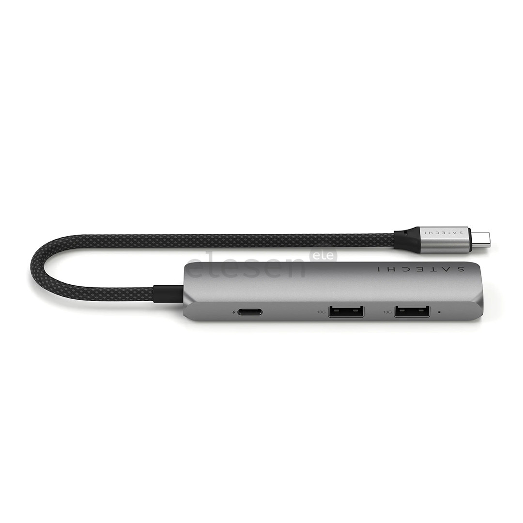 Satechi 4-in-1 USB-C Slim Multiport Adapter 4K, pilkas - USB šakotuvas