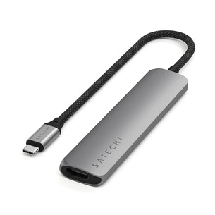 Satechi 6-in-1 USB-C Slim Multiport Adapter, pilkas - USB šakotuvas