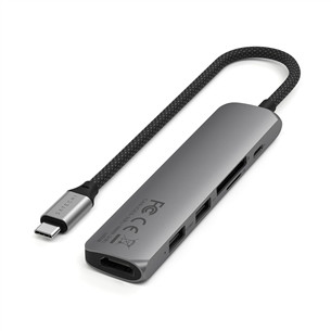 Satechi 6-in-1 USB-C Slim Multiport Adapter, pilkas - USB šakotuvas