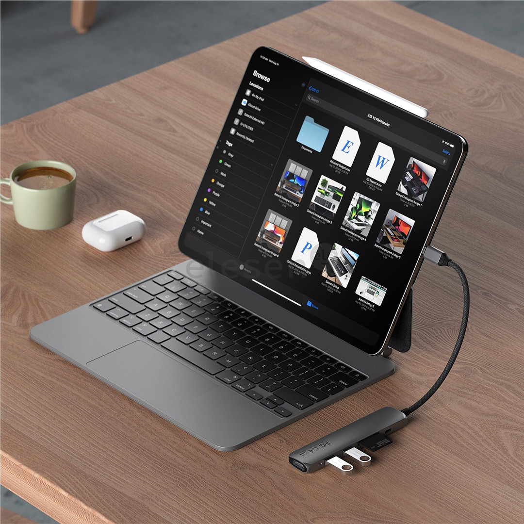 Satechi 6-in-1 USB-C Slim Multiport Adapter, pilkas - USB šakotuvas