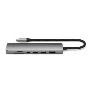 Satechi 7-in-1 USB-C Slim Multiport Adapter with Ethernet, pilkas - USB šakotuvas