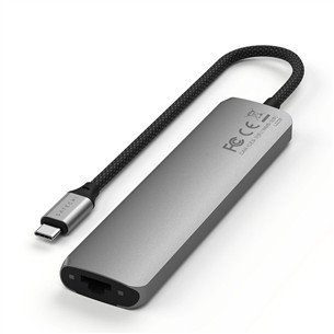 Satechi 7-in-1 USB-C Slim Multiport Adapter with Ethernet, pilkas - USB šakotuvas
