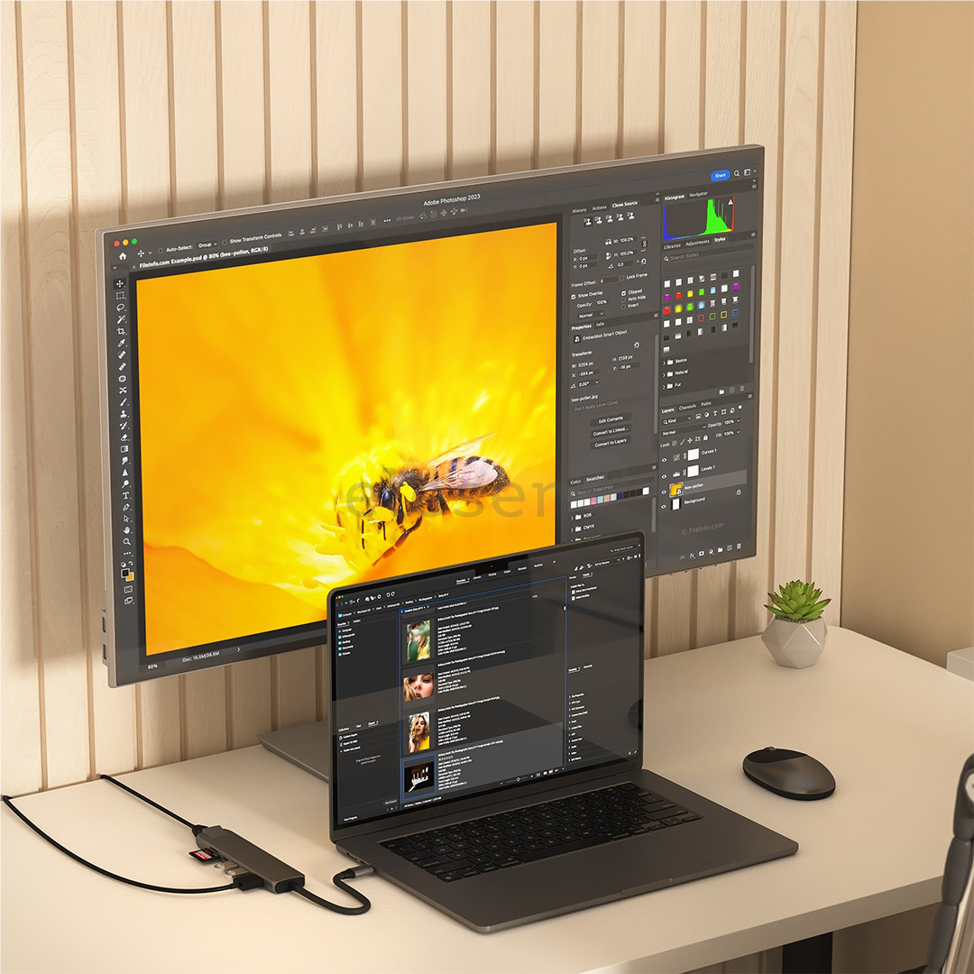 Satechi 7-in-1 USB-C Slim Multiport Adapter with Ethernet, pilkas - USB šakotuvas