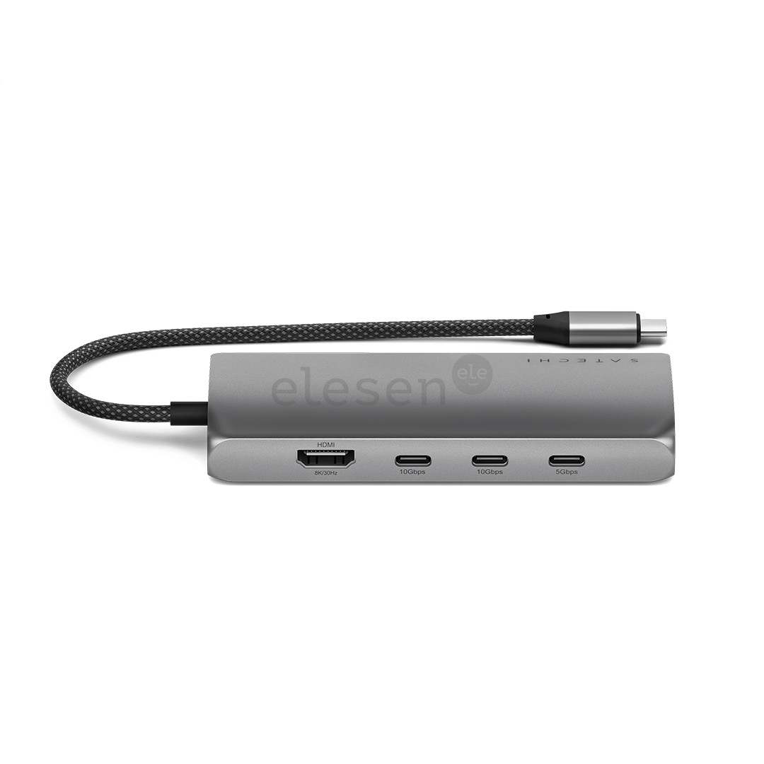Satechi USB-C Multiport Adapter 8K With Ethernet V3, pilkas - USB šakotuvas