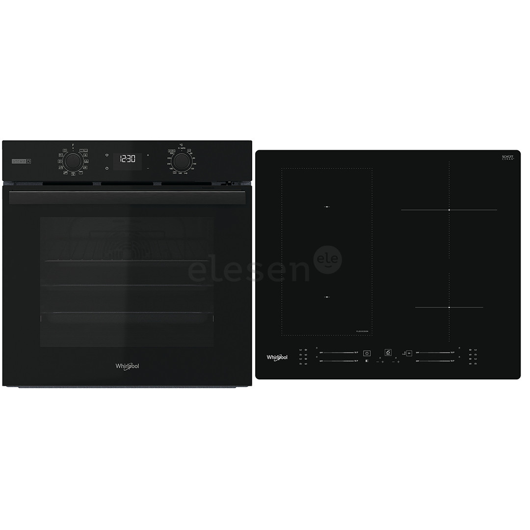 Whirlpool, 71 L, black - Built-in oven + induction hob