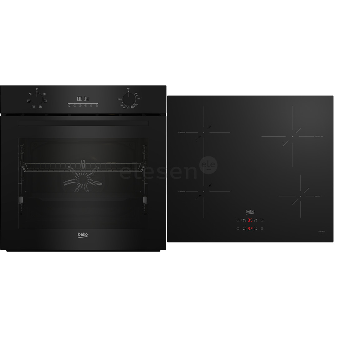Beko, 72 л, черный - Интегрируемый духовой шкаф + индукционная варочная панель