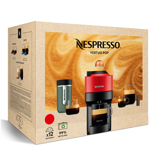 Krups Nespresso Vertuo Pop, raudonas  - Kapsulinis kavos aparatas