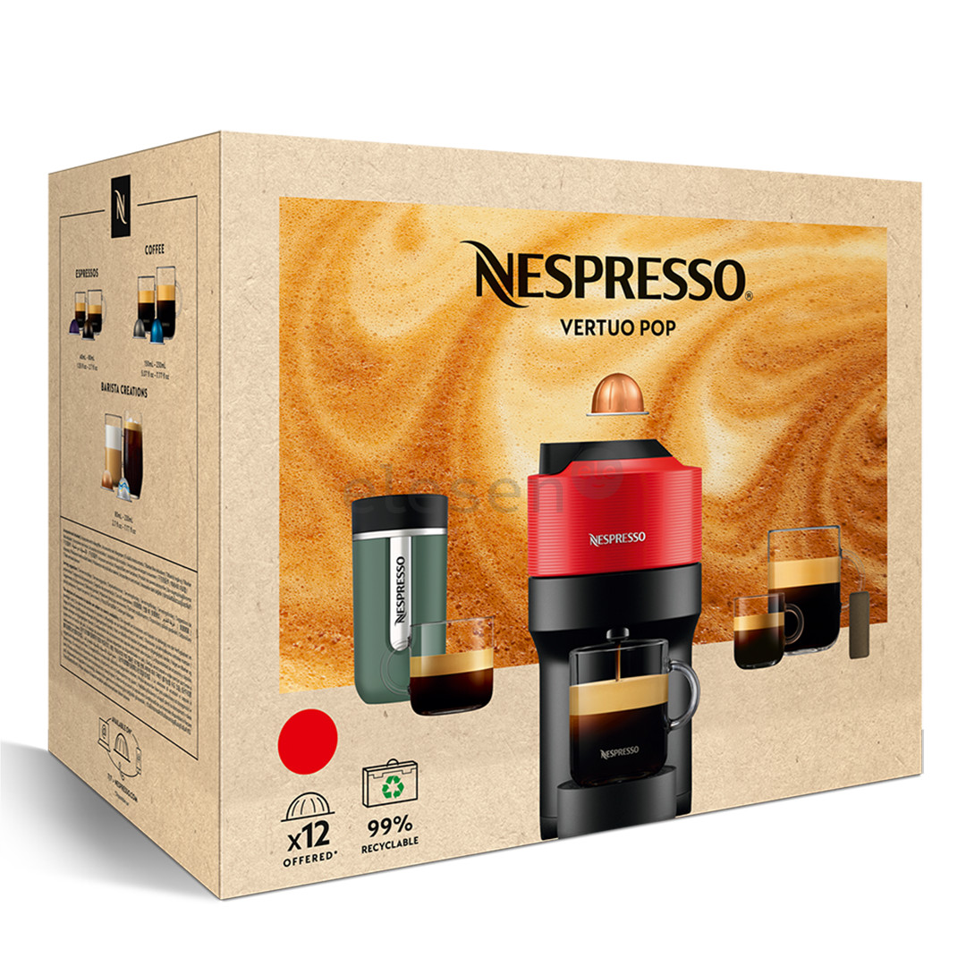 Krups Nespresso Vertuo Pop, raudonas  - Kapsulinis kavos aparatas
