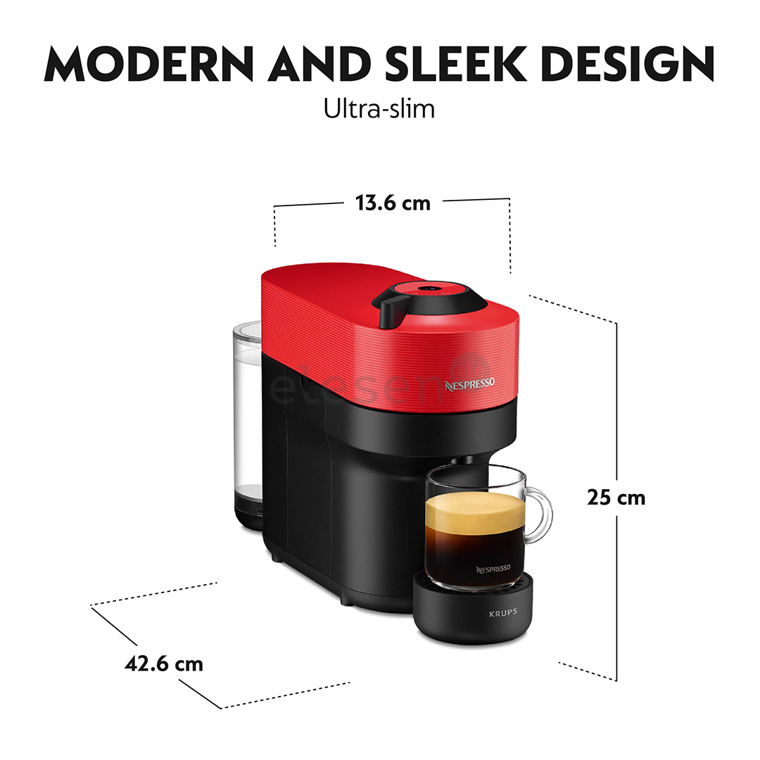 Krups Nespresso Vertuo Pop, raudonas  - Kapsulinis kavos aparatas