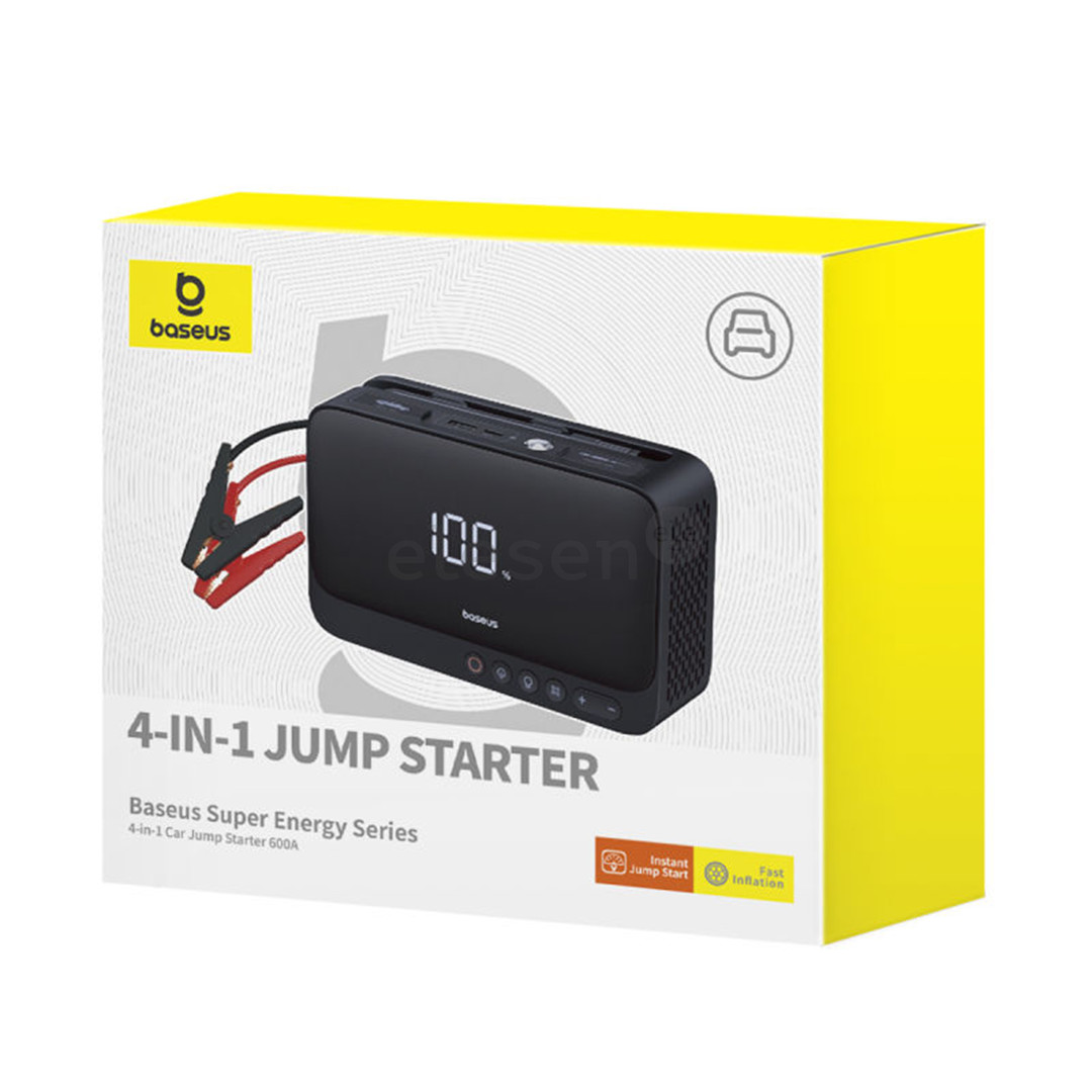 Baseus Super Energy 4-in-1 Jump Starter, 6000 mAh, 600 A, juoda - Išorinė baterija