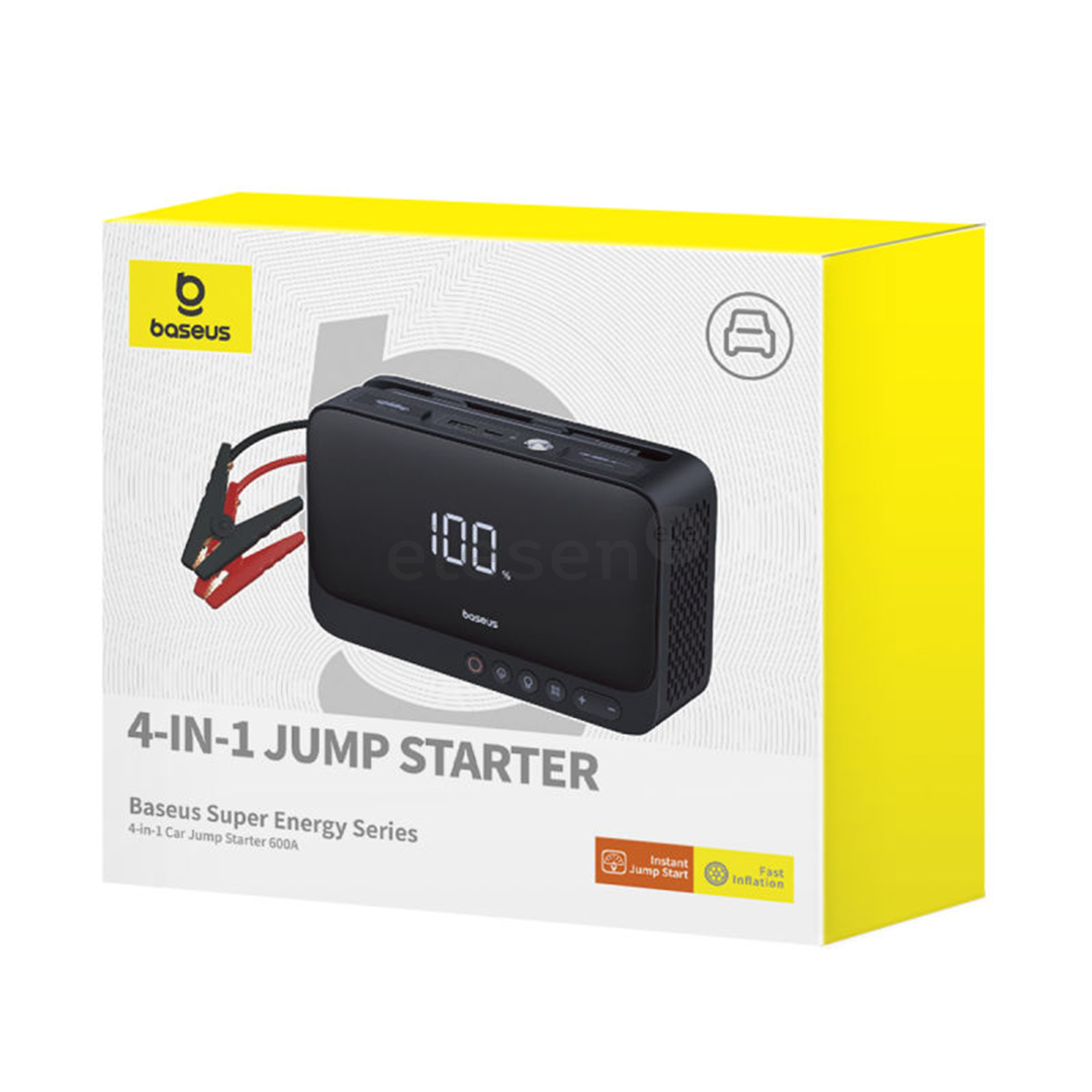 Baseus Super Energy 4-in-1 Jump Starter, 6000 mAh, 600 A, black - Power bank