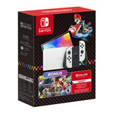 Nintendo Switch OLED + Mario Kart 8 Deluxe + NSO 12M, balta - Žaidimų konsolės komplektas Prekė - 045496454036
