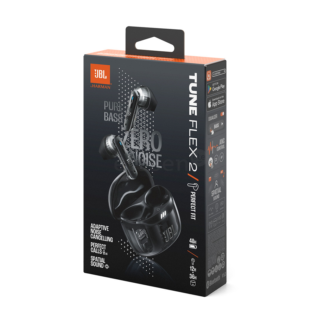 JBL Tune Flex 2 Ghost Edition, juodos - Belaidės ausinės