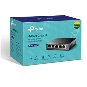 TP-Link SG1005P V2, gigabit, gray - Switch
