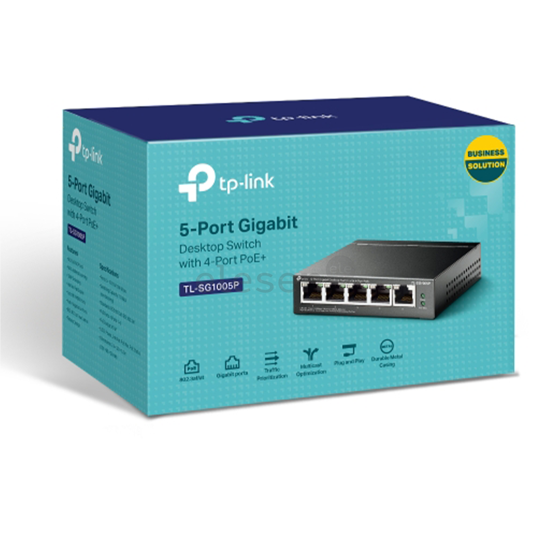 TP-Link SG1005P V2, gigabit, gray - Switch