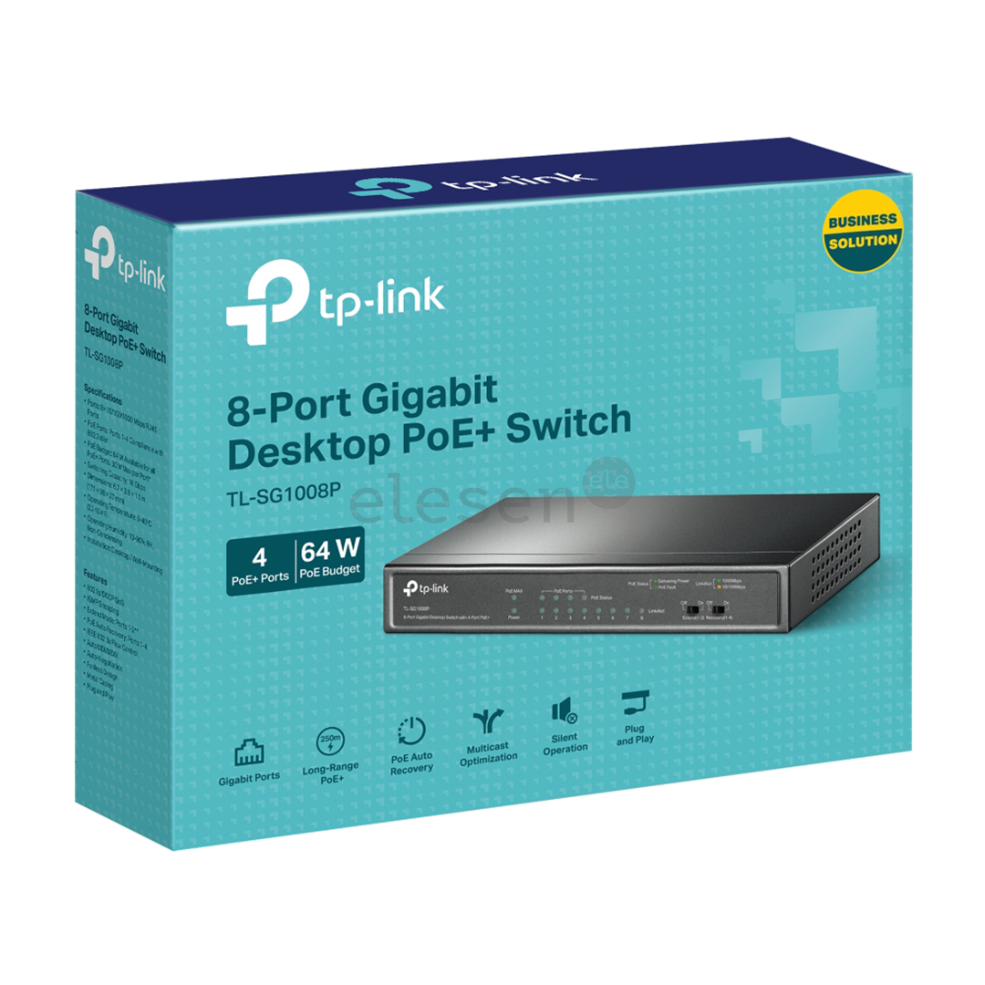 TP-Link SG1008P V2, gigabit, gray - Switch