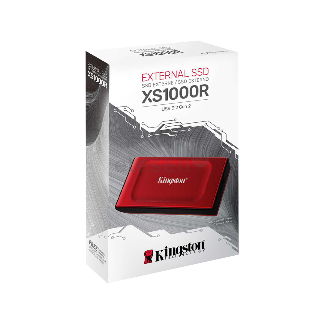 Kingston XS1000, 2 TB, raudonas - Išorinis SSD diskas