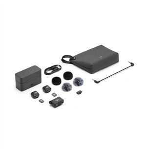 Dji Mic Mini, 2 TX + 1 RX + Įkrovimo dėklas, juodas - Belaidis mikrofonas